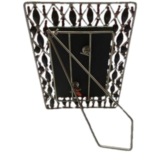 Vintage Silver Heavy Metal Handcrafted Grannycore Picture Frame With Beads 6'4" - Picture 3 of 8